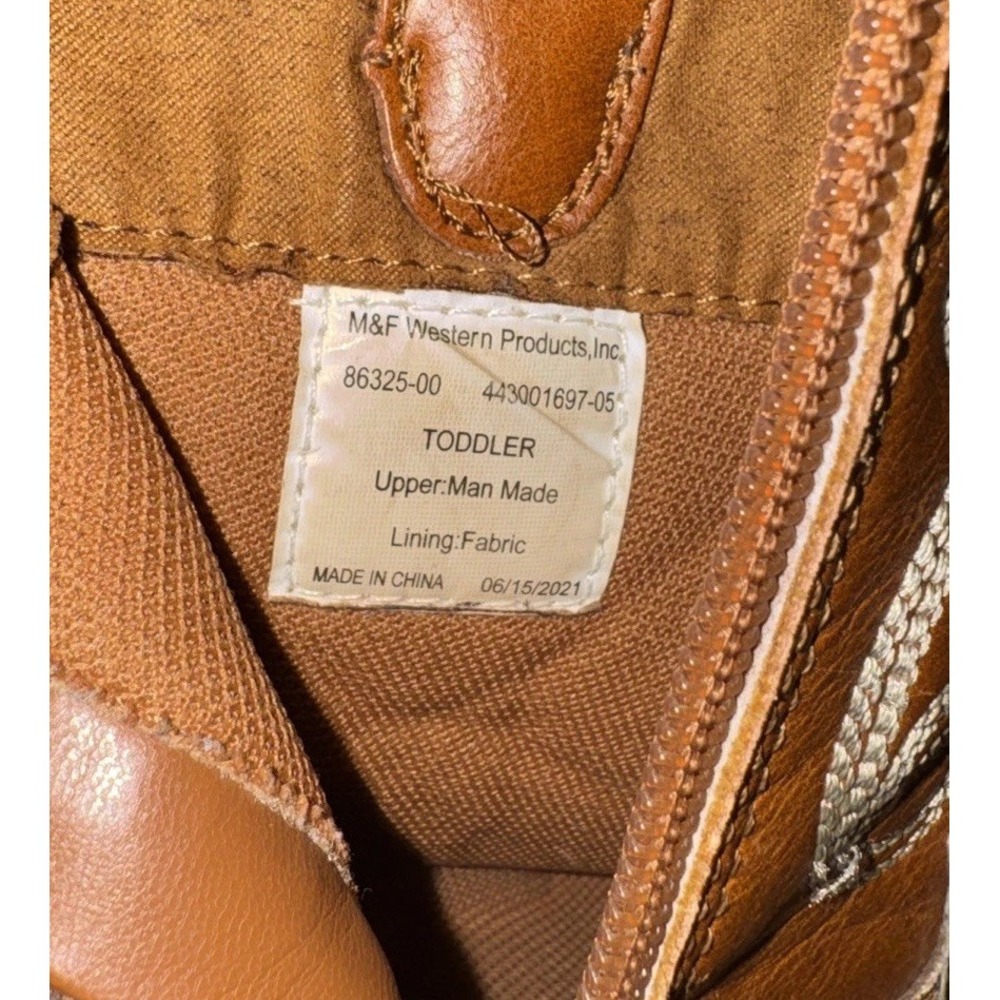 Twister Toddler Brown Sz 5 Tooled Leather Rodeo Western Boots Zip - Picture 4 of 6